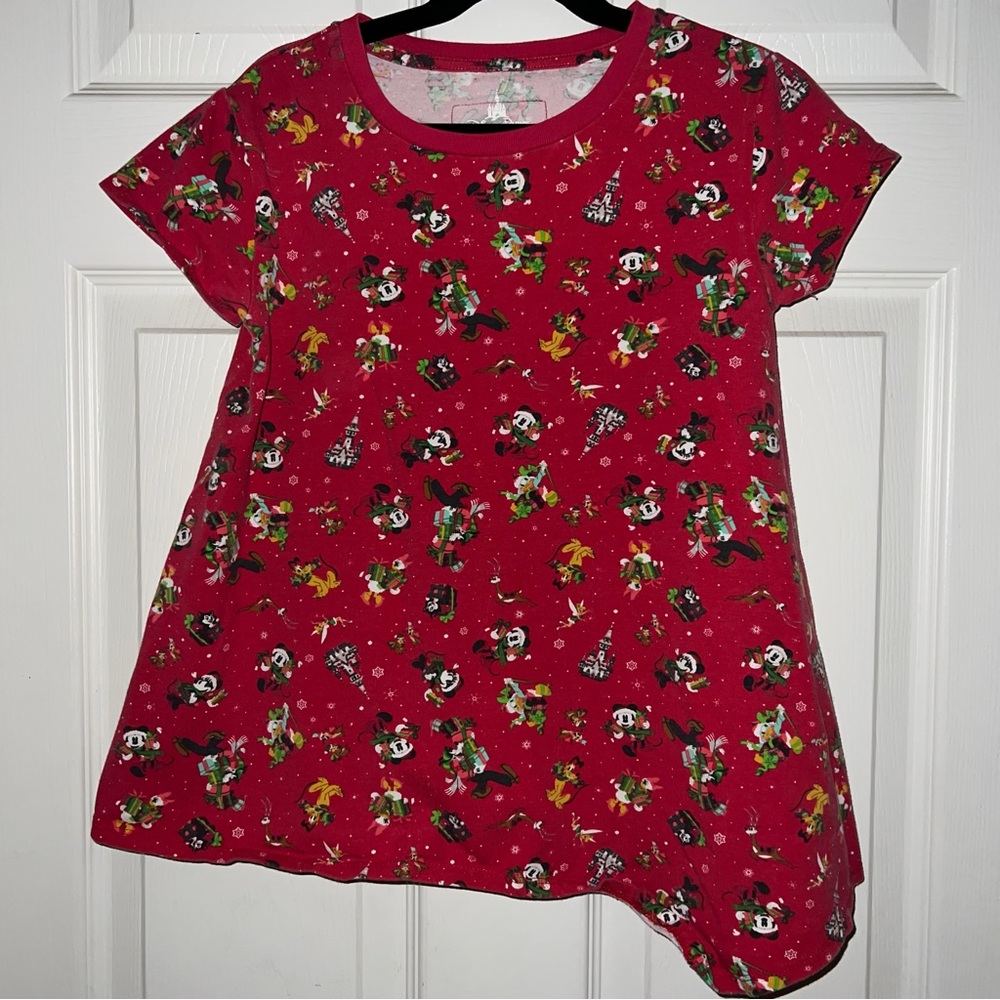 Disney Parks Disneyland Christmas Mickey Minnie Asymmetrical Shirt Child Size M